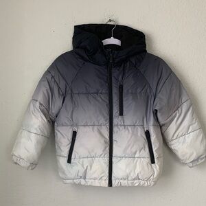 Zara Boys Hooded Puffer Snow Coat Full Zip Jacket Light Blue Gray Size 8/128 cm
